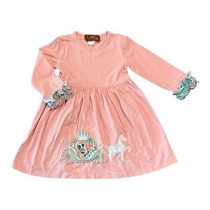 Millie Jay Pink Dress with Carriage Embroidery